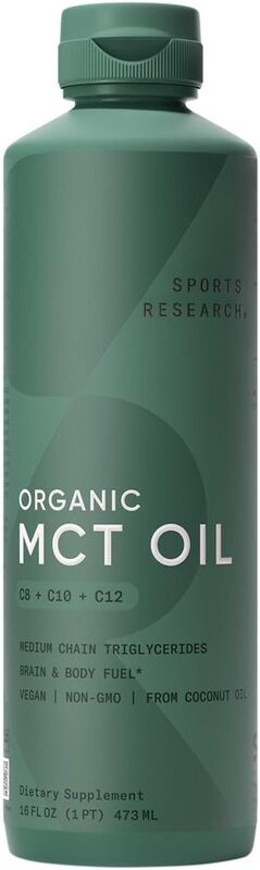 SR Premium Organic MCT Oil C8+C10+C12 Unflavored 16oz 473ml